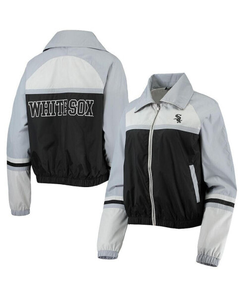 Women's Black Chicago White Sox Colorblock Track Raglan Full-Zip Jacket