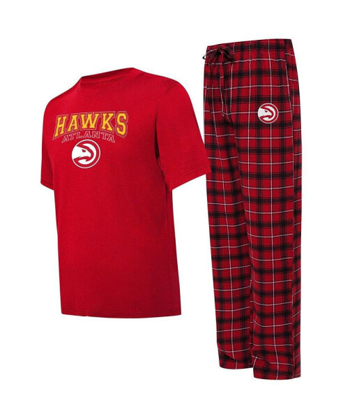 Men's Red, Black Atlanta Hawks Arctic T-shirt and Pajama Pants Sleep Set