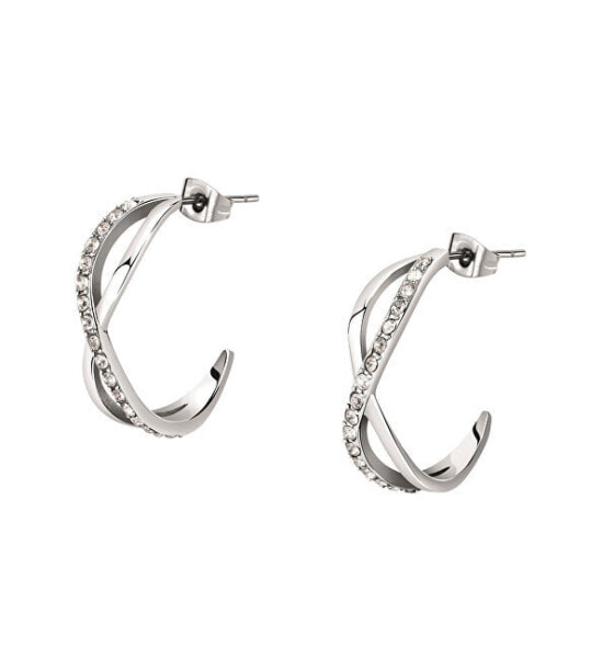 Luxury steel earrings with Creole crystals SAVN03