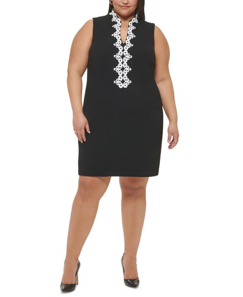 Plus Size Lace-Trim Shift Dress