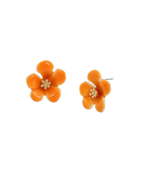 Enamel Tropical Flower Stud Earrings