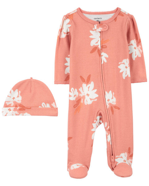 Набор для малышей Carter's "Цветочный сон" Baby 2-Piece Sleep & Play & Cap Set