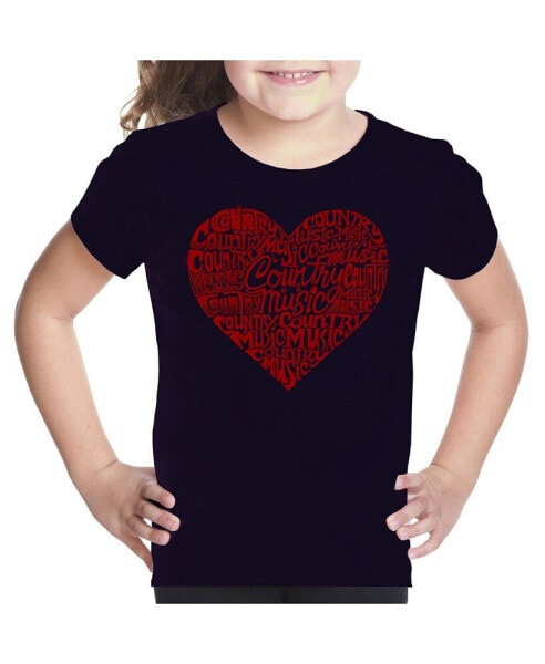 Big Girl's Word Art T-shirt - Country Music Heart