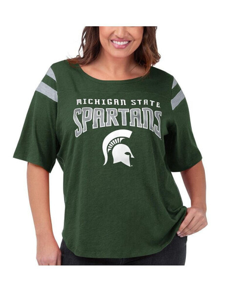 Women's Green Michigan State Spartans Linebacker Half-Sleeve T-shirt