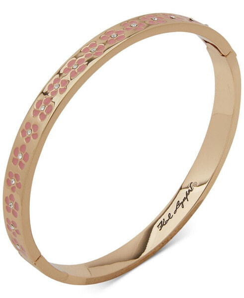 Gold-Tone Pavé Pink Flower Bangle Bracelet
