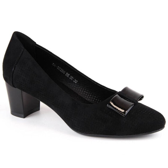 Suede openwork high-heeled shoes Vinceza W JAN285, black