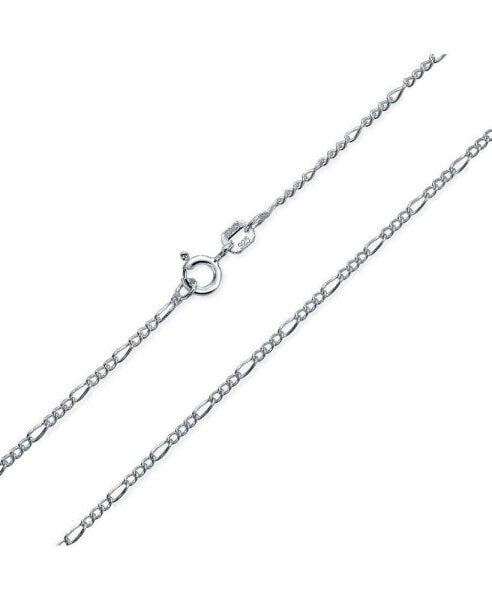 Thin Lightweight 1.2MM Strong Solid Sterling Silver Figaro Link Chain Necklace For Women 20 Inch