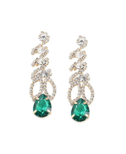 Women's Green Contrast Drop Earrings