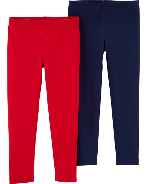 Toddler 2-Pack Red & Navy Leggings 3T