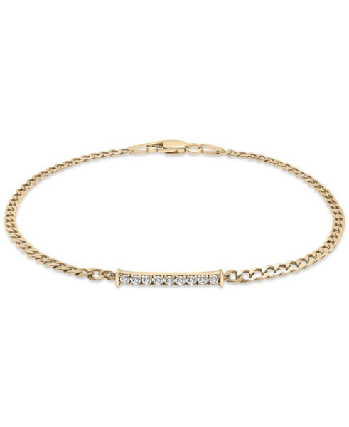 Diamond Bar Curb Link Bracelet (1/6 ct. t.w.) in Gold Vermeil, Created for Macy's