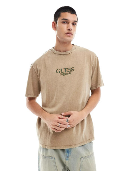 GUESS Originals logo script t-shirt brown