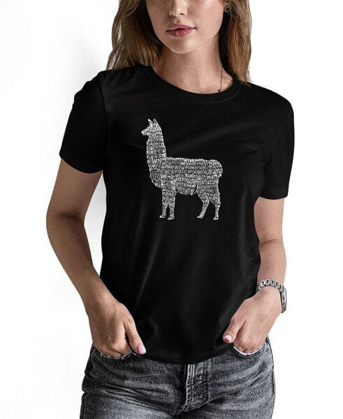 Women's Llama Mama Word Art T-shirt