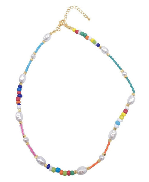 ADORNIA freshwater Pearl and Color Mix Beaded Necklace