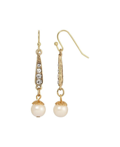 Crystal Imitation Pearl Linear Drop Earrings