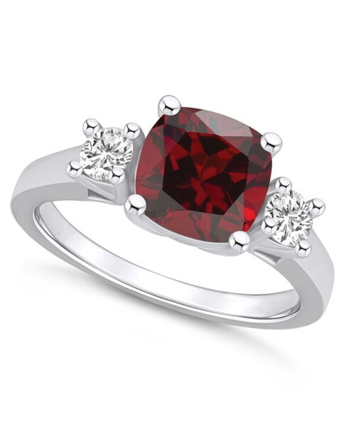 Garnet (2-3/4 ct. t.w.) and Diamond (1/3 ct. t.w.) Ring in 14K White Gold