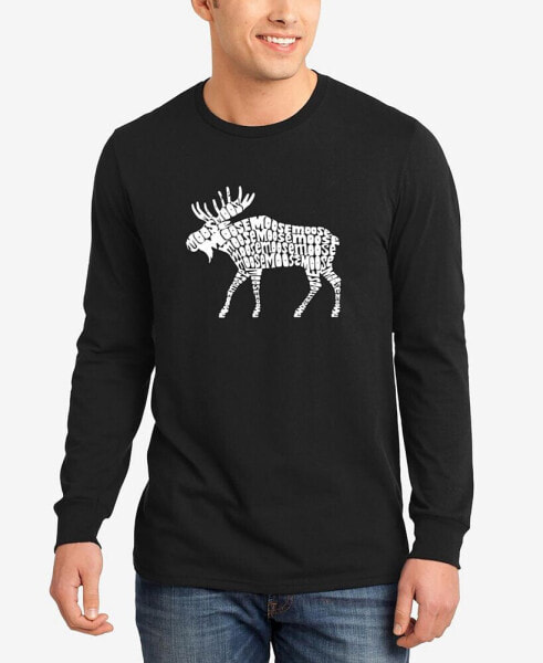 Men's Moose Word Art Long Sleeve T-shirt