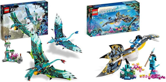 LEGO Avatar Jake and Neytiris First Flight on a Banshee, Pandora Movie Set with Banshees, Mini Figures and Glow in the Dark Elements 75572