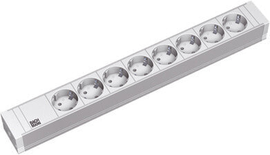 Bachmann 8x Schuko - 2m - 2 m - Type F - Plastic - Grey - Plastic - 8 AC outlet(s)