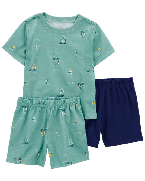 Toddler 3-Piece Sailboat Loose Fit Pajama Set 5T