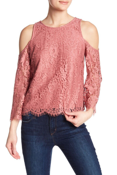 Joie Abay Cold Shoulder Lace Top Women's Sz. XS (Bella Rose) 152943