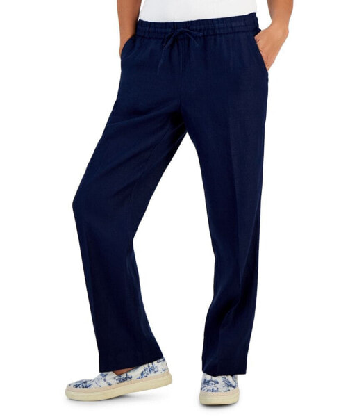 Petite 100% Linen Drawstring Pants, Created for Macy's