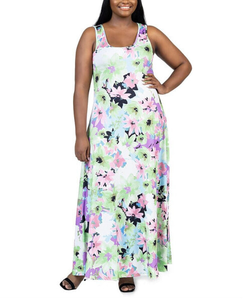 Plus Size Scoop Neck A Line Maxi Dress