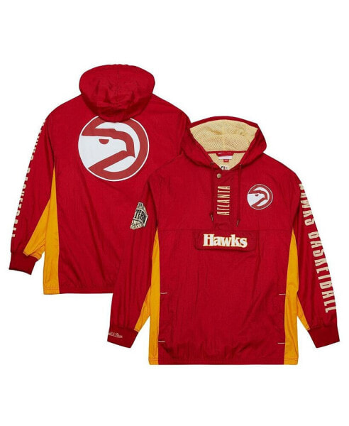 Men's Red Distressed Atlanta Hawks Team OG 2.0 Vintage-Like Logo Anorak Windbreaker Quarter-Zip Jacket