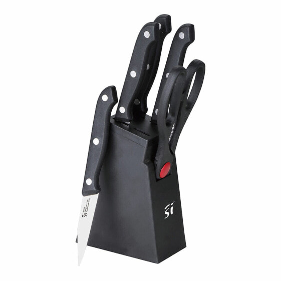 Кухонные ножи с подставкой San Ignacio SG-4181 Чёрные из нержавеющей стали 6 Предметов