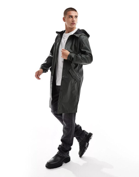 Jack & Jones rubberized raincoat in khaki