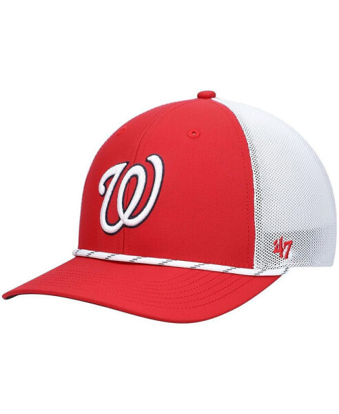 Men's '47 Red and White Washington Nationals Burden Trucker Snapback Hat