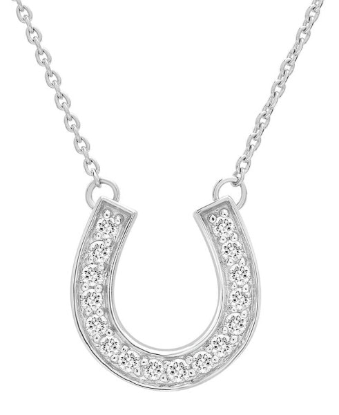 Diamond Horseshoe Pendant Necklace (1/6 ct. t.w.) in 14k White or Yellow Gold, 17" + 2" extender, Created for Macy's