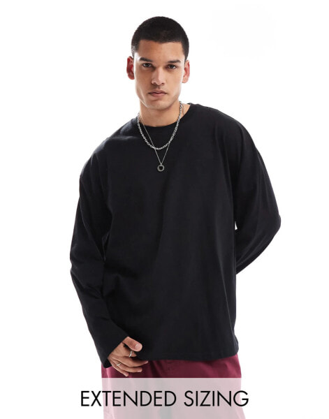 ASOS DESIGN essential oversized long sleeve t-shirt in black