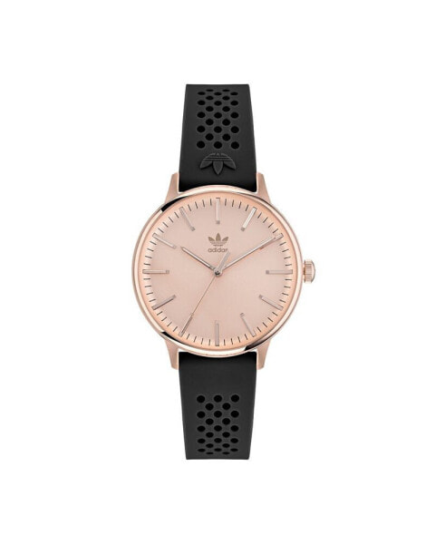Unisex Three Hand Code One Small Black Silicone Strap Watch 35mm