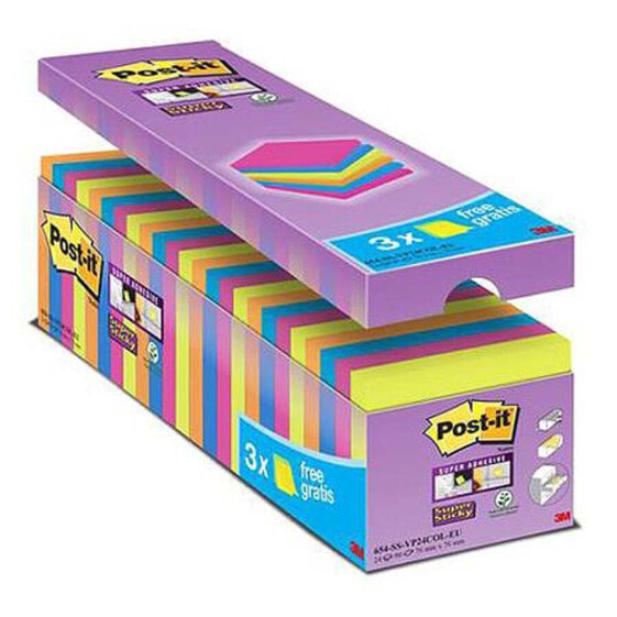 POST IT Super sticky removable adhesive notepad 76x76 mm 90 sheets pack of 21 + 3