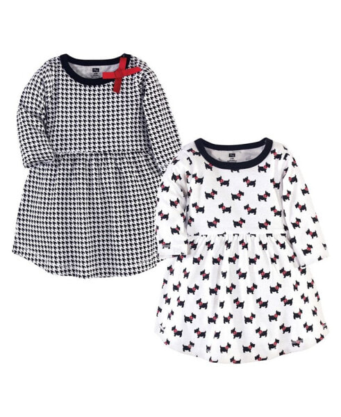 Baby Girls Cotton Long-Sleeve Dresses 2pk, Scottie Dog