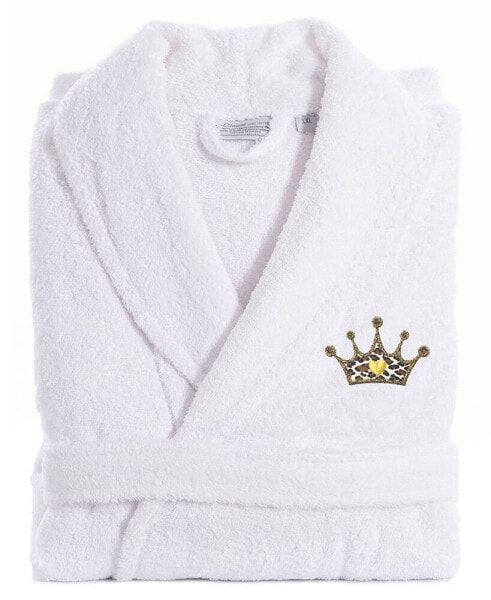 Embroidered with Cheetah Crown Terry Bath Robe