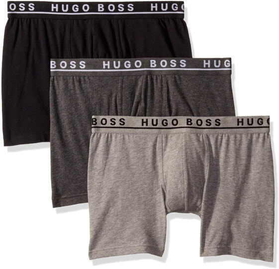 Hugo Boss 178101 Mens 3-Pack Cotton Boxer Brief Grey/Charcoal/Black Size Small