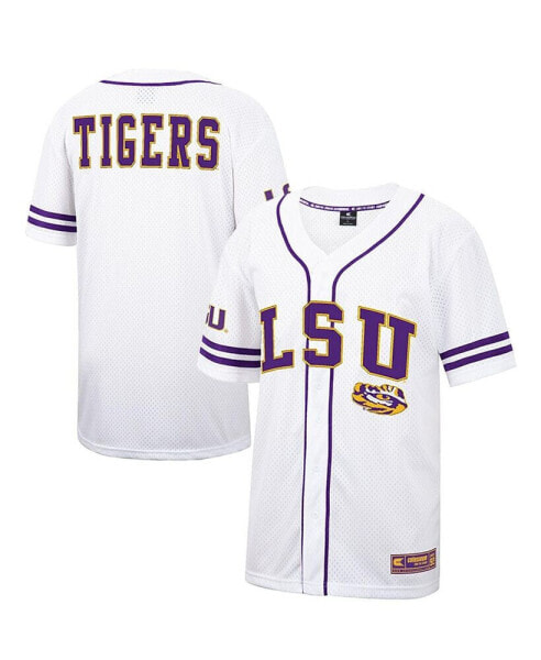 Men's White, Purple LSU Tigers Free Spirited Baseball Jersey