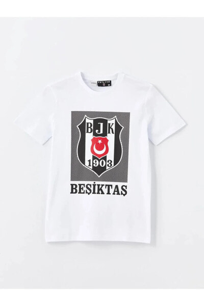 LCW Kids Bisiklet Yaka Beşiktaş Baskılı Kısa Kollu Erkek Çocuk Tişört