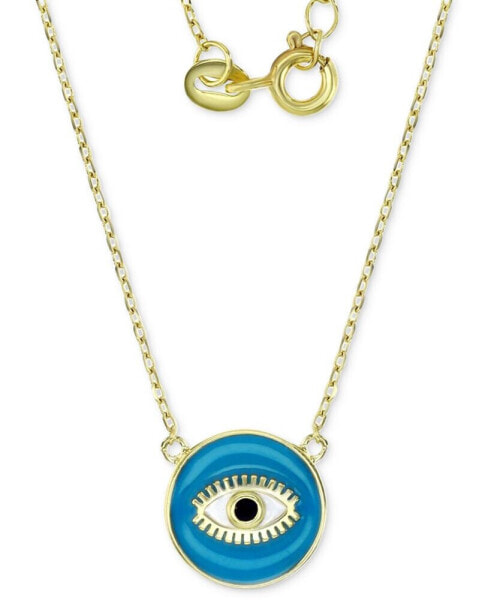 Cubic Zirconia & Enamel Evil Eye Pendant Necklace in 14k Gold-Plated Sterling Silver, 16" + 2" extender