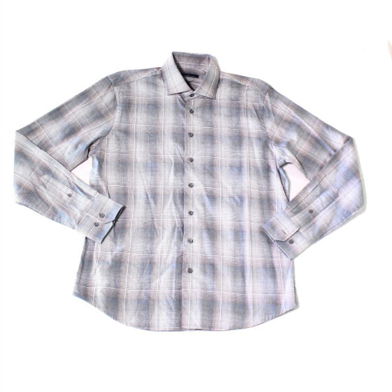 Toscano 157946 Men's Flannel Button Down Plaid Printed Shirt Gray Sz. XXL