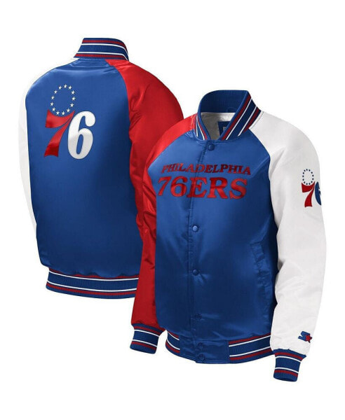 Big Boys Royal Philadelphia 76ers Raglan Full-Snap Varsity Jacket