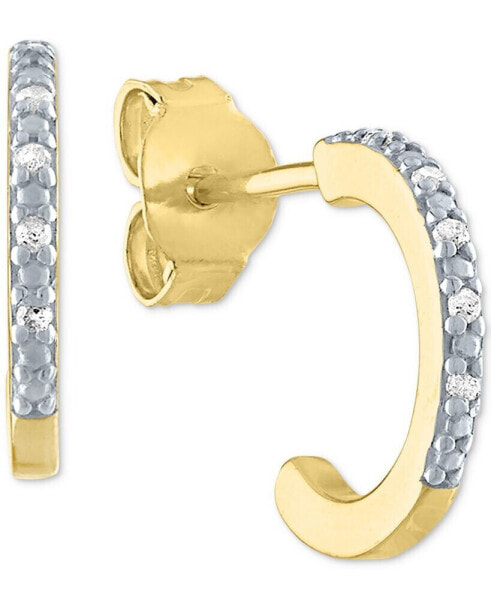 Diamond Accent Small Hoop Earrings in 14k Gold-Plated Sterling Silver