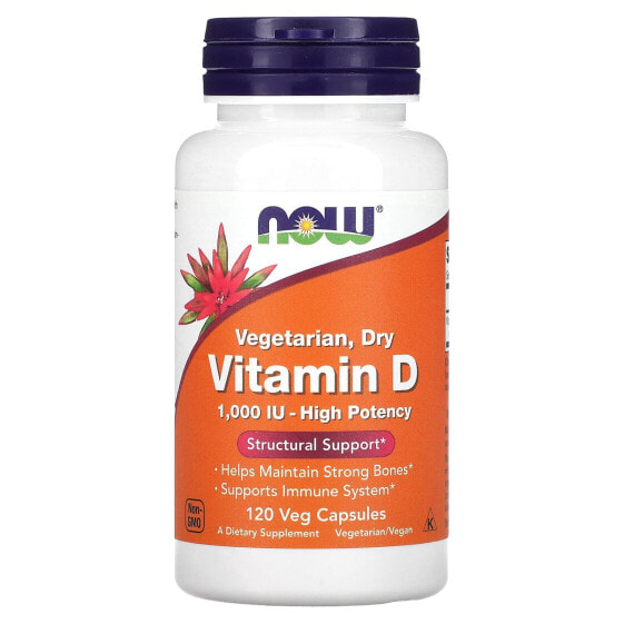 Витамин NOW Vegetarian Dry Vitamin D, 1,000 IU, 120 вегетарианских капсул