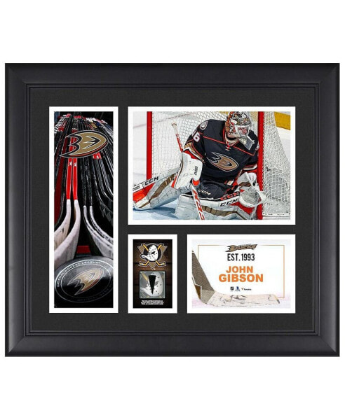John Gibson Anaheim Ducks Framed 15" x 17" Player Collage with a Piece of Game-Used Puck