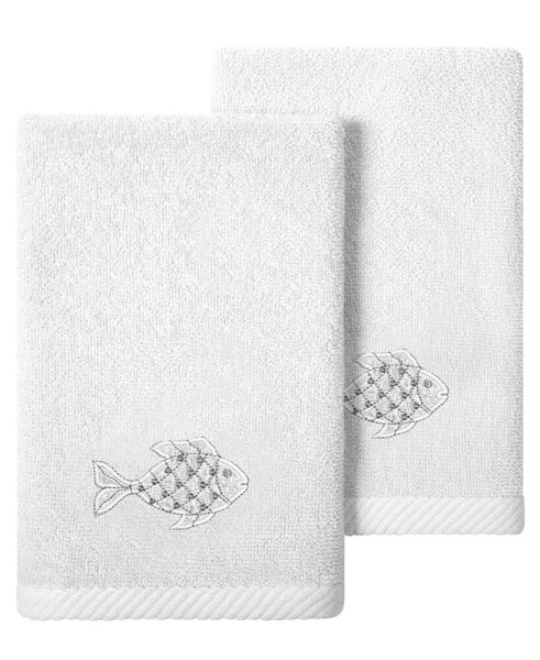 Textiles Turkish Cotton Figi Embellished Bath Towel Set, 2 Piece