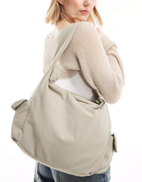 Pull&Bear cargo shoulder bag in stone