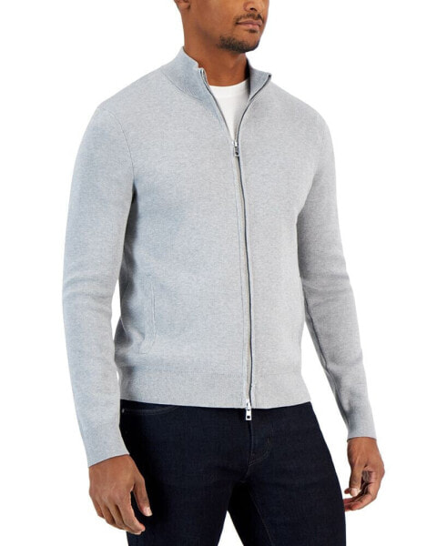 Men's Double Knit Zip-Front Sweater Jacket