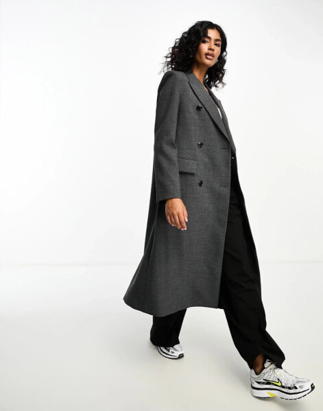 Mango Capsule wool longline coat in grey