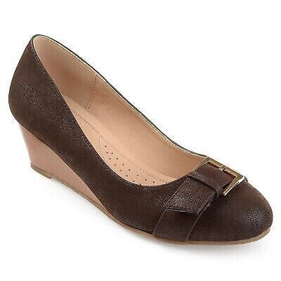 Journee Collection Womens Graysn Comfort Insole Slip On Round Toe Wedge Brown